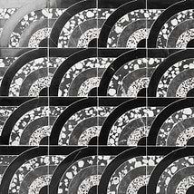 Elizabeth Sutton Arc Horizontal Noir Black & White 12x12 Honed Marble and Terrazzo Mosaic Tile