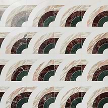 Elizabeth Sutton Arc Horizontal Passion Multicolor 12x12 Polished Marble Mosaic Tile