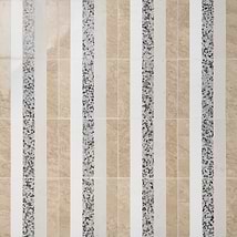 Elizabeth Sutton Arc Linear Desert Beige 12x12 Honed Marble and Terrazzo Mosaic Tile