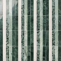 Elizabeth Sutton Arc Stripes Forest Green 12x12 Honed Marble and Terrazzo Mosaic Tile