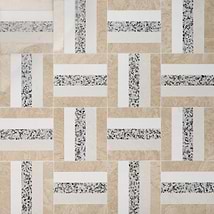 Elizabeth Sutton Arc Weave Desert Beige 12x12 Honed Marble and Terrazzo Mosaic Tile