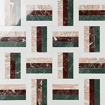 Elizabeth Sutton Arc Weave Passion Multicolor 12x12 Polished Marble Mosaic Tile