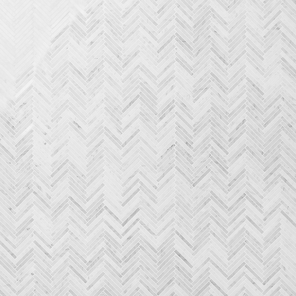 Bianco Carrara 1/2x4 Herringbone Polished Marble Mosaic Tile in White, View 1