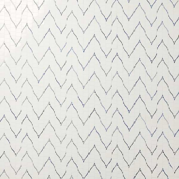 Ikara Thassos Polished Waterjet Marble Mosaic Tile in White, Blue, View 1