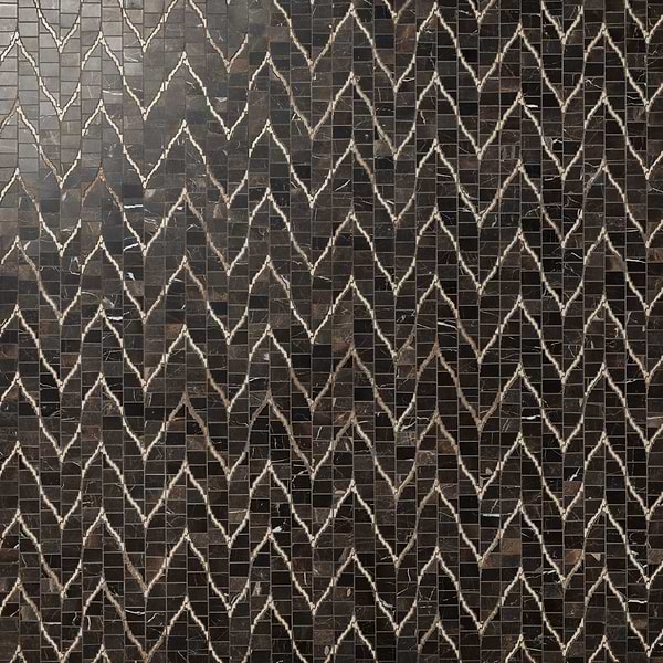 Ikara Saint Laurent Honed Waterjet Marble Mosaic Tile in Brown, Beige, View 1