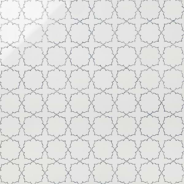 Ellsen Thassos and Blue Macauba Polished Marble Mosaic Tile by Kravet in White, Blue, View 1
