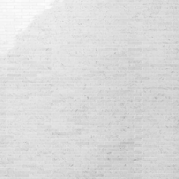 Bianco Carrara 1x4 Brick Polished Marble Mosaic Tile in White, View 1