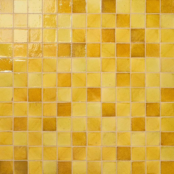 Terra Ember Canary Yellow 4x4 Handmade Crackled Glossy Terracotta Tile in Yellow, View 1