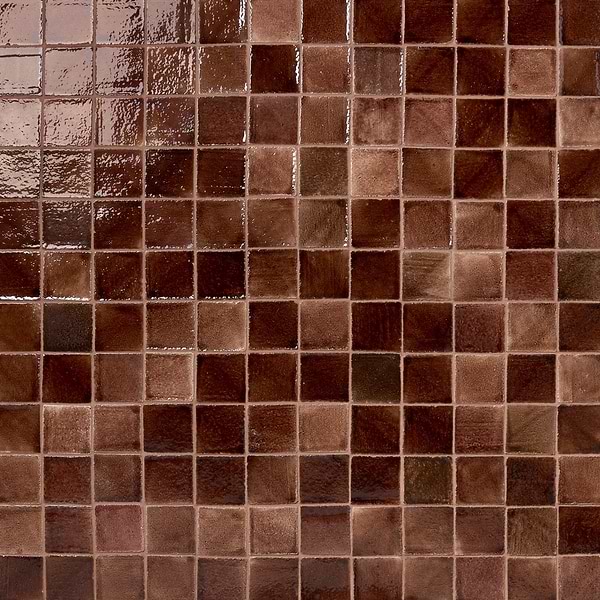 Terra Ember Hazelnut Brown 4x4 Handmade Crackled Glossy Terracotta Tile in Brown, View 1