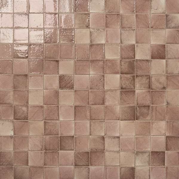 Terra Ember Rosa Pink 4x4 Handmade Crackled Glossy Terracotta Tile in Pink, View 1