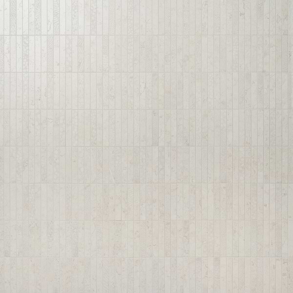 Corretta Deco Bianco White 1x6 Stacked Semi-Polished Mosaic Tile in Warm White, View 1
