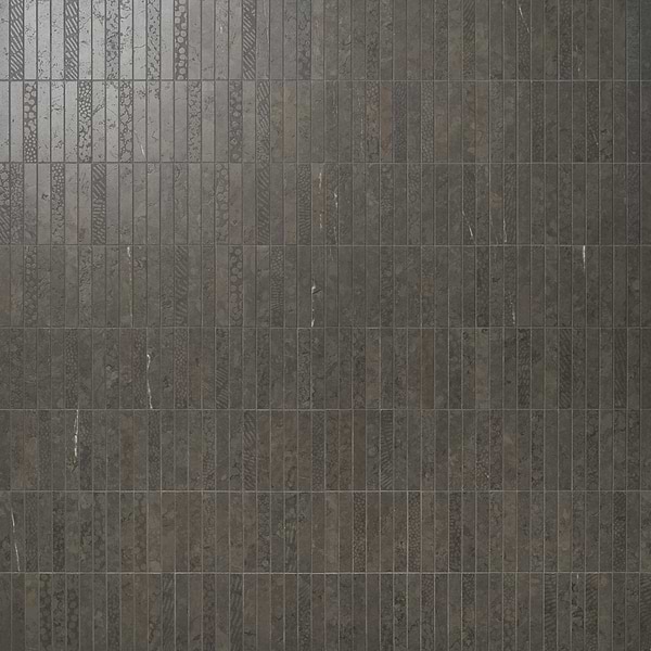 Corretta Deco Mocha Gray 1x6 Stacked Semi-Polished Mosaic Tile, View 1
