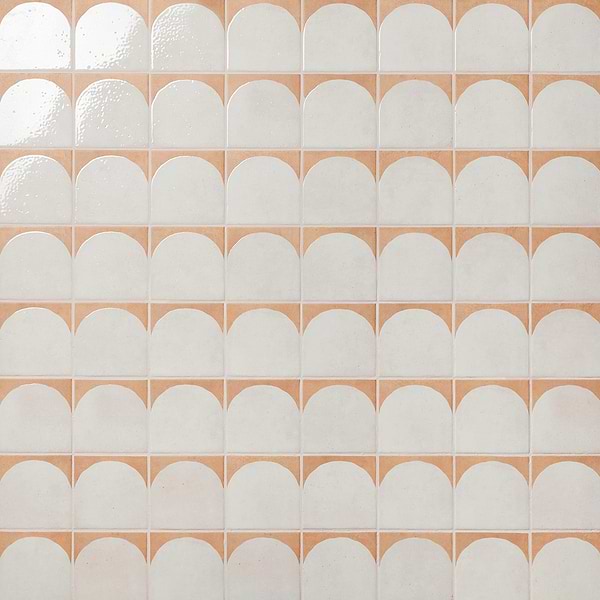 Essa Deco White 6x6 Terracotta Look Polished and Matte Porcelain Tile in White, Terracotta, View 1