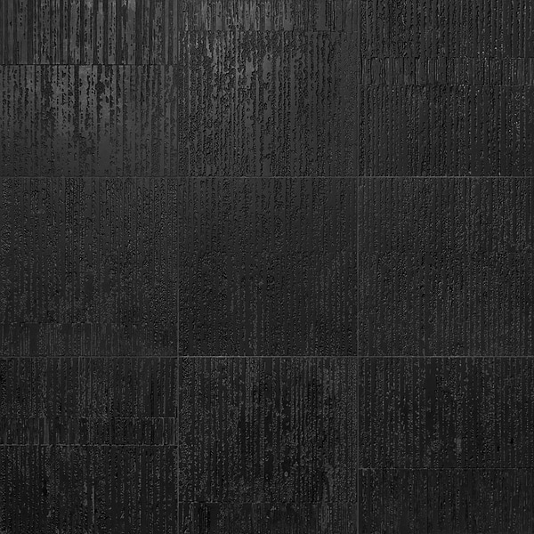 Stretto Carved Black Jade 16x16 Textured Honed Marble Tile in Black, View 1