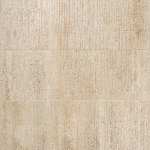 Stretto Carved Cream Travertine 16x16 Vein Cut Unfilled Honed Tile in Cream, View 1