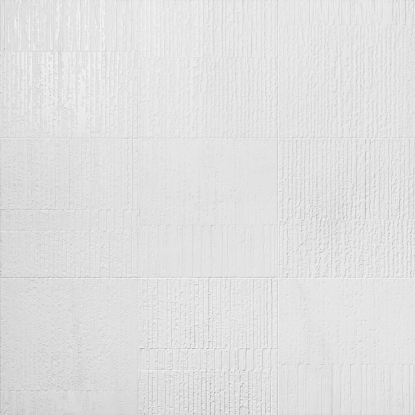 Stretto Carved Thassos 16x16 Textured Honed Marble Tile in White, View 1