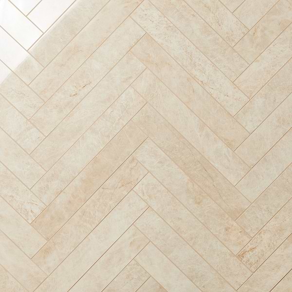 Grand Taj Mahal Champagne Beige 4x24 Stone Look Polished Porcelain Tile in Beige, View 1