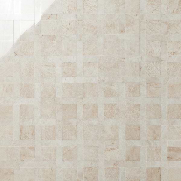 Grand Taj Mahal Cleo Light Beige Polished Porcelain Mosaic Tile in Beige, View 1
