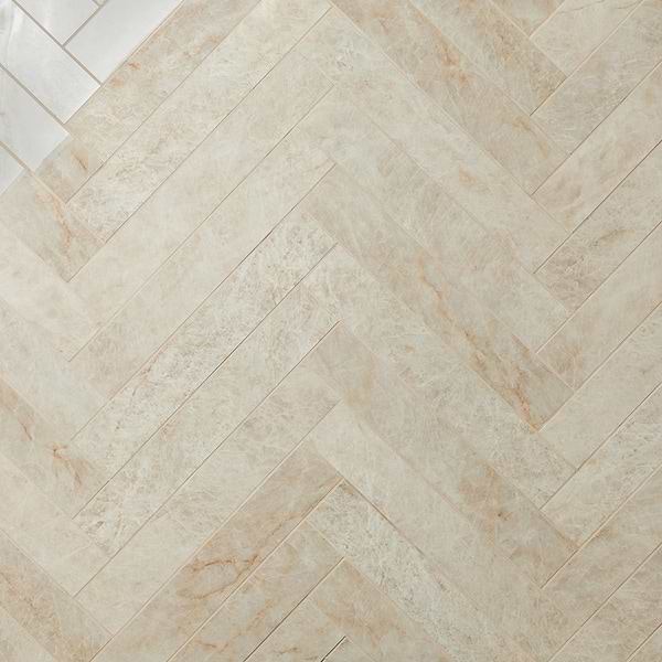 Grand Taj Mahal Fawn Beige 4x24 Stone Look Polished Porcelain Tile in Beige, View 1