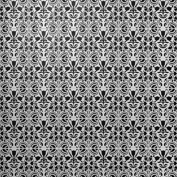 Elowynn Belle Eclipse White 8x8 Matte Porcelain Tile by Kravet in Black, White, View 1