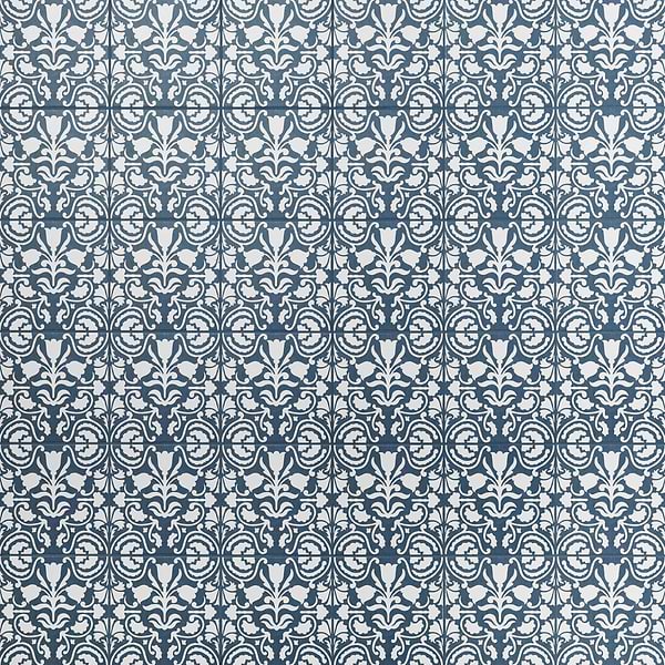 Elowynn Belle Marina Blue 8x8 Matte Porcelain Tile by Kravet in Blue, White, View 1