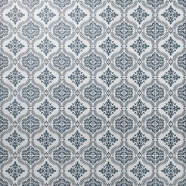 Elowynn Flora Cove White 8x8 Matte Porcelain Tile by Kravet in Blue, White, View 1