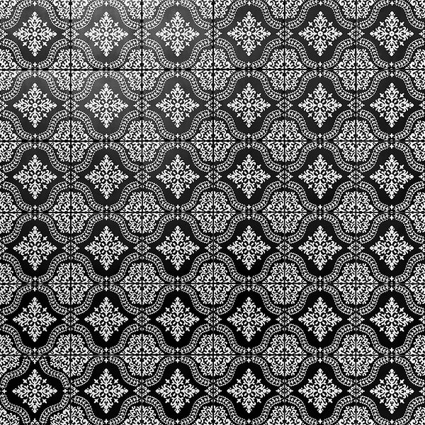 Elowynn Flora Midnight Black 8x8 Matte Porcelain Tile by Kravet in Black, White, View 1