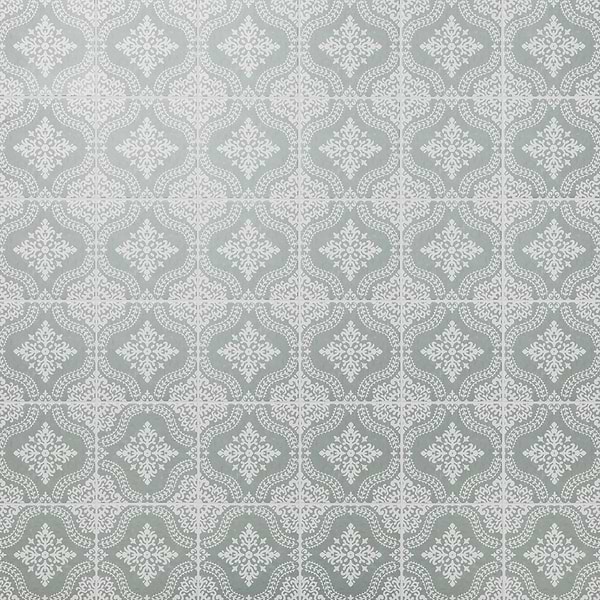 Elowynn Flora Seafoam Green 8x8 Matte Porcelain Tile by Kravet in Green, White, View 1