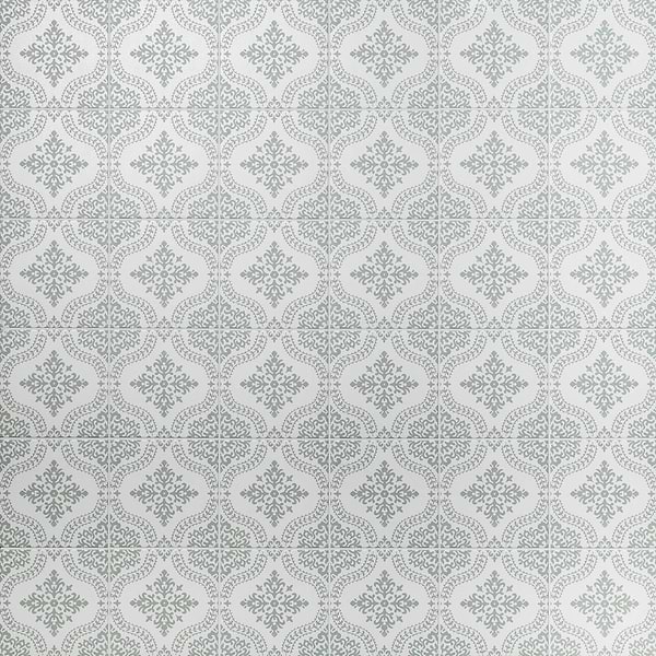 Elowynn Flora Salt White 8x8 Matte Porcelain Tile by Kravet in Green, White, View 1