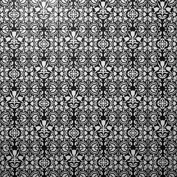 Elowynn Haven & Belle Midnight Black 8x8 Matte Porcelain Tile by Kravet in Green, White, View 1