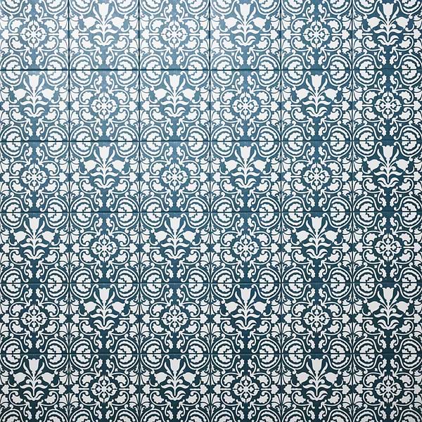 Elowynn Haven & Belle Marina Blue 8x8 Matte Porcelain Tile by Kravet in Blue, White, View 1