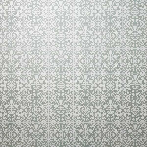 Elowynn Haven & Belle Seafoam Green 8x8 Matte Porcelain Tile by Kravet in Blue, White, View 1