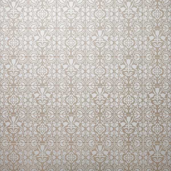 Elowynn Haven & Belle Sand Beige 8x8 Matte Porcelain Tile by Kravet in Blue, White, View 1