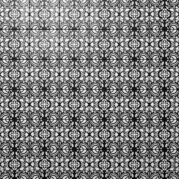 Elowynn Haven Midnight Black 8x8 Matte Porcelain Tile by Kravet in Black, White, View 1