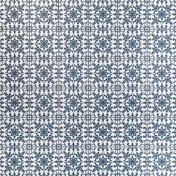Elowynn Medallion Cove White 8x8 Matte Porcelain Tile by Kravet in Blue, White, View 1