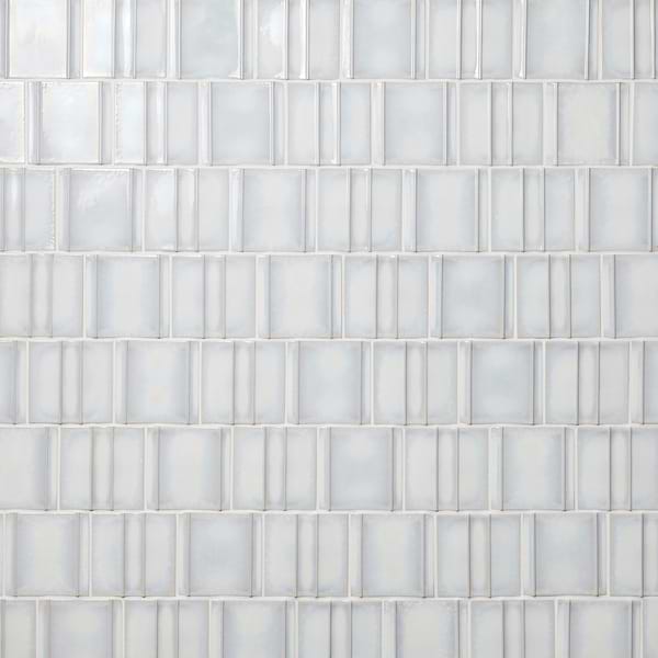 Kinro Winter White 6x6 3D  Crackled Glossy Porcelain Tile in White, View 1