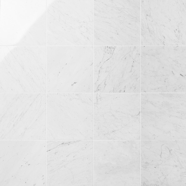 Bianco Carrara Premium "C" 12x12 Polished Marble Tile in White, View 1