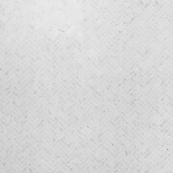 Bianco Carrara 1x3 Herringbone Honed Marble Mosaic Tile in White, View 1