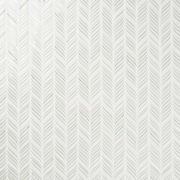 Nabi Alula Tundra Gray Chevron Crackled Glossy Glass Mosaic Tile