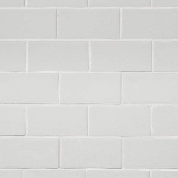 Nabi Subway Glacier White 3x6 Crackled Glossy Glass Tile