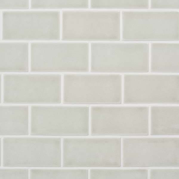 Nabi Subway Tundra Gray 3x6 Crackled Glossy Glass Tile
