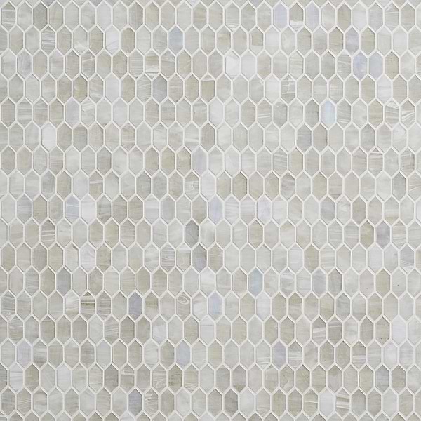 Flicker Iridescent Mist White 1/4" x 1" Polished Glass Mosaic Tile