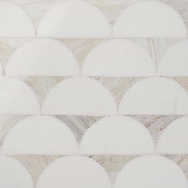 Moonrise Sabbia Beige Polished Marble Waterjet Mosaic Tile