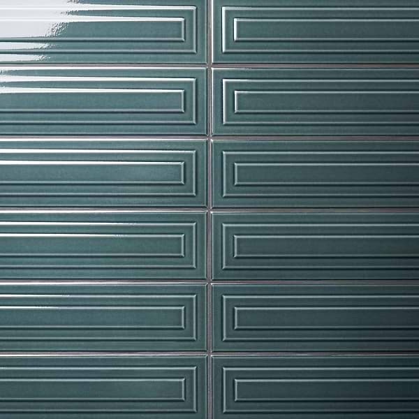 Colorplay Frame Emerald Green 4.5x18 3D Crackled Glossy Ceramic Tile