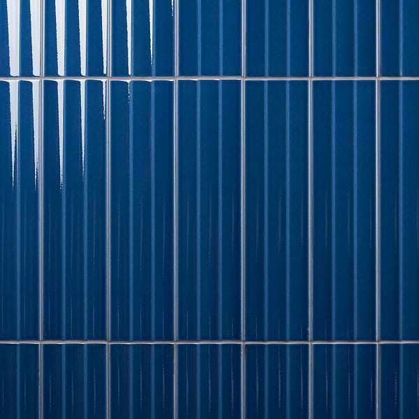 Colorplay Fluted Nautical Blue 4.5x18 3D Crackled Glossy Ceramic Tile