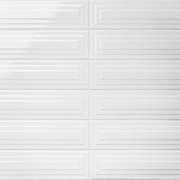 Colorplay Frame White 4.5x18 3D Crackled Glossy Ceramic Tile