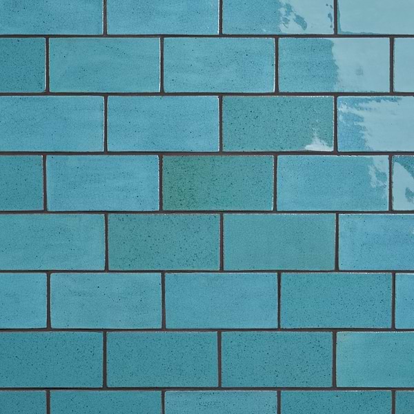Emery Blue 4x8 Handmade Crackled Glossy Terracotta Subway Tile