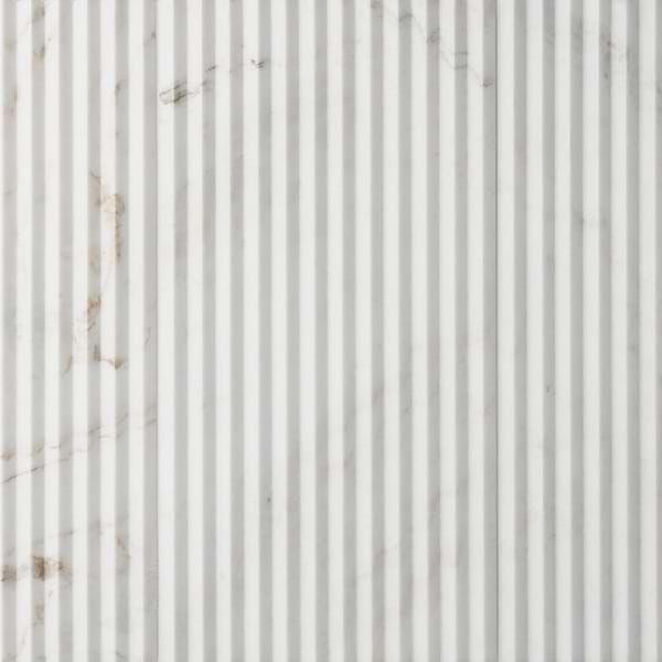 Stonework Peak Alaska White 12x24 3D Satin Marble Tile
