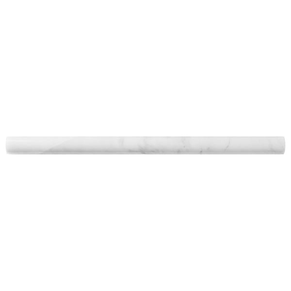 Bianco Carrara 1x12 Polished Marble Pencil Liner in White, View 1