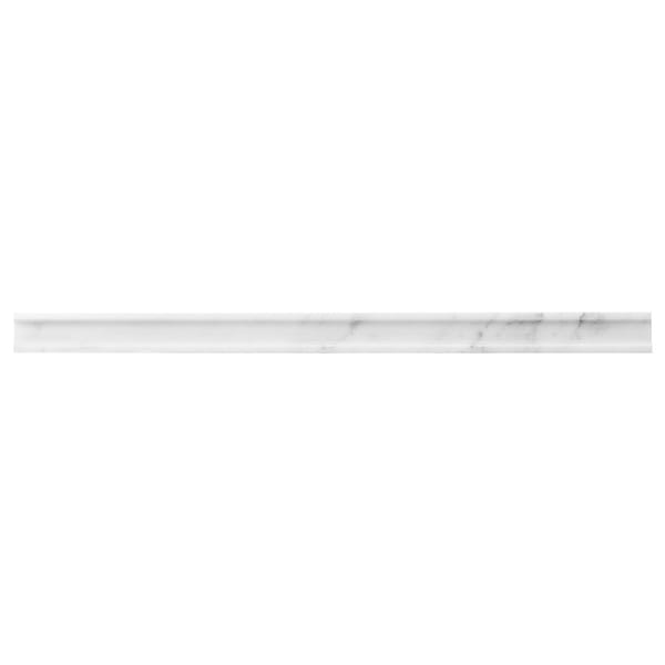 Bianco Carrara Groove 1x12 Polished Marble Pencil Liner in White, View 1